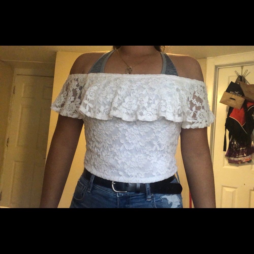 white lace shirt